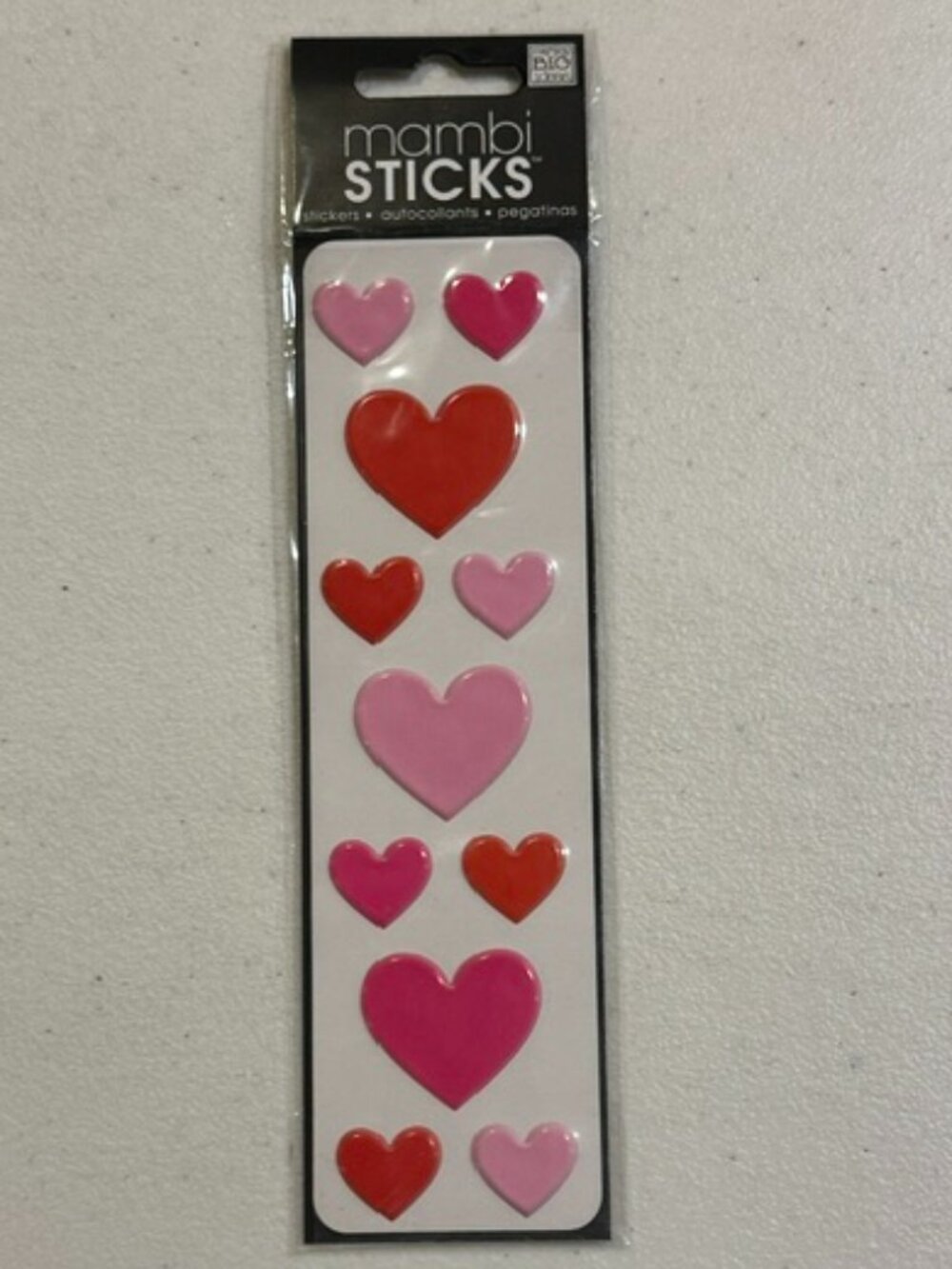 NEW Me & My Big Ideas Mambi Sticks Pink & Red Heart Stickers 11 pieces